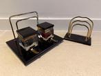 Bureauset (2) - Inkstel, Brievenhouder - Messing, Marmer