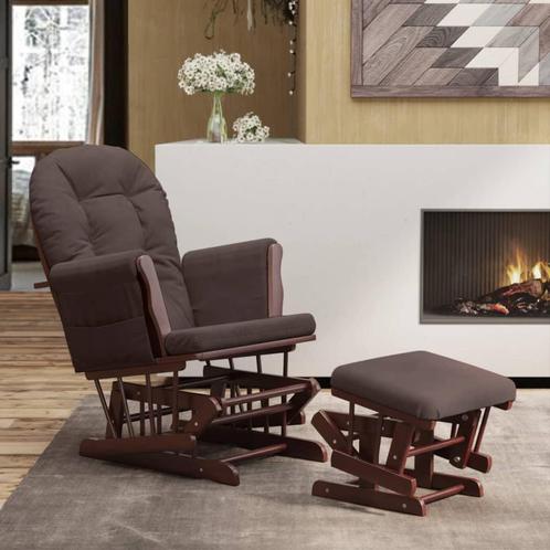 vidaXL Schuifstoel met voetenbank stof bruin, Huis en Inrichting, Stoelen, Nieuw, Verzenden