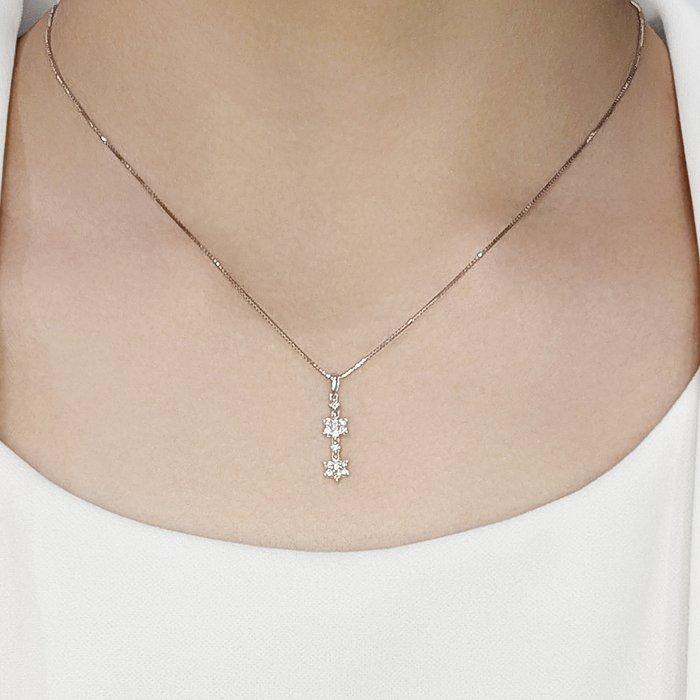Halsketting - 18 karaat Witgoud - 0.24ct. tw. Diamant, Handtassen en Accessoires, Kettingen