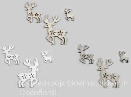 Houten Rendieren Grijs C 3/5/7 cm box 15 stuks, Huis en Inrichting, Woonaccessoires | Kunstplanten en Kunstbloemen, Nieuw