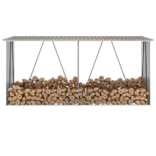 vidaXL Haardhoutschuur 330x84x152 cm gegalvaniseerd staal, Tuin en Terras, Overige Tuin en Terras, Nieuw, Verzenden