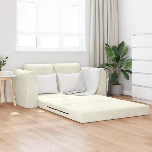 vidaXL Vloersofa Bed 2-in-1 Crème 148x71x83 cm Fluweel, Huis en Inrichting, Zetels | Zetels, Nieuw, Verzenden