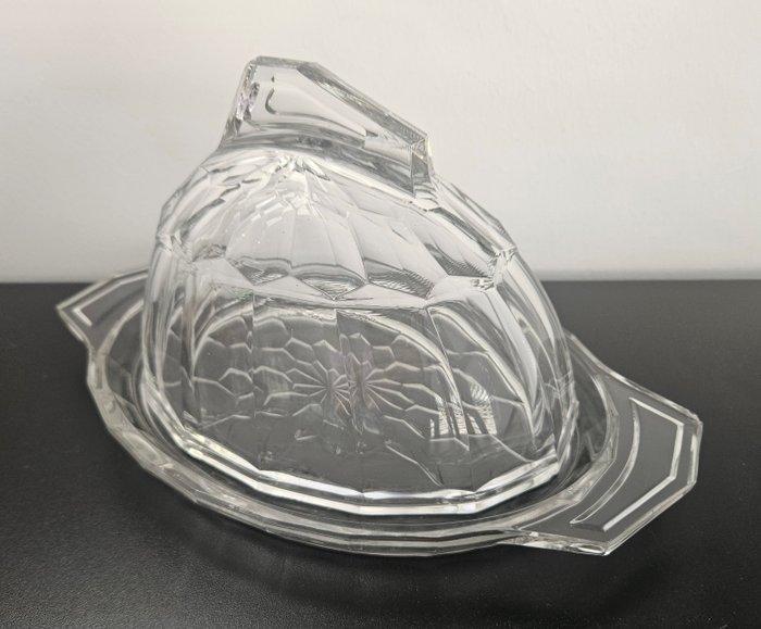 Boterschotel - Art Deco - Kaasstolp - Kristal, Antiquités & Art, Antiquités | Meubles | Tables