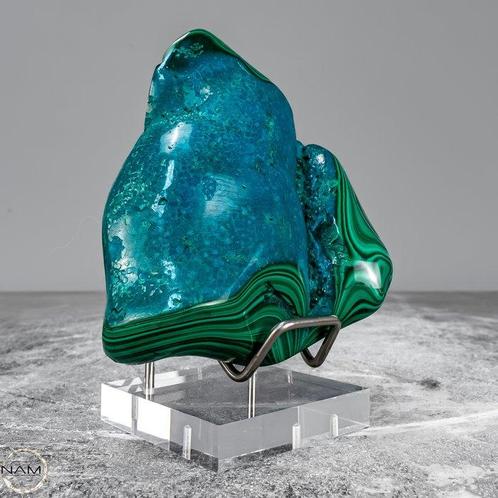 Zeer zeldzame natuurlijke Chrysocolla en Malachiet Geode-, Verzamelen, Mineralen en Fossielen