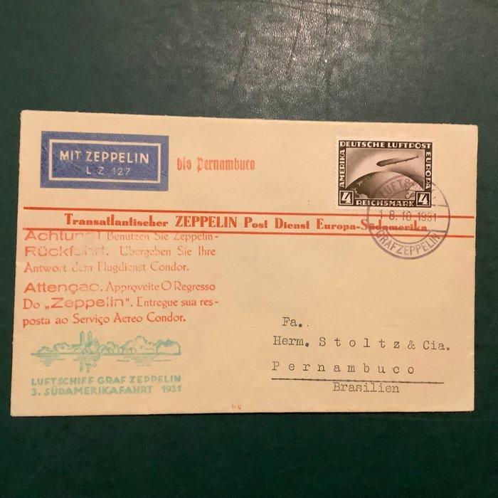 Duitse Rijk 1938 - 4 Mark Zeppelin op derde zuid Amerika, Postzegels en Munten, Postzegels | Europa | Duitsland
