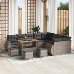 vidaXL 13-delige tuinset met kussens in grijs poly rattan en, Tuin en Terras, Verzenden, Nieuw