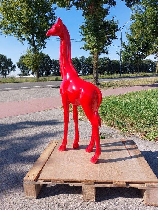 Statue, 100 cm high giraffe red color - 100 cm - laminaat, Antiek en Kunst, Curiosa en Brocante