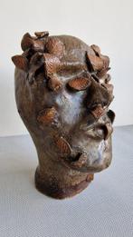 Buste, Head with leaves - 23 cm - Céramique, Glacis - 2000