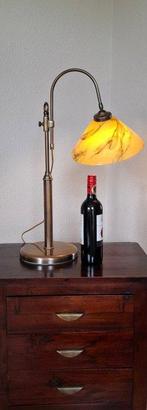Bureaulamp - Brons - Kapje gemarmerd glas