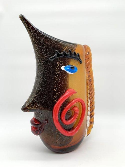 Vaas - Glas - Abstract face, Antiek en Kunst, Kunst | Designobjecten