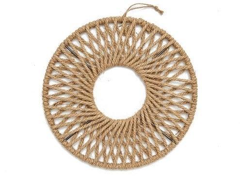 Metalen ring met Touw krans 48 cm per stuk, Huis en Inrichting, Woonaccessoires | Kunstplanten en Kunstbloemen, Nieuw