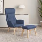 vidaXL Relaxstoel met voetenbank stof blauw, Verzenden