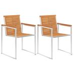 vidaXL Tuinstoelen 2 st massief acaciahout en roestvrij, Tuin en Terras, Tuinstoelen, Verzenden, Nieuw