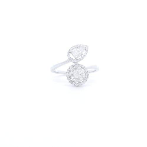 Bague - 18 carats Or blanc -  0.56ct. tw. Diamant, Handtassen en Accessoires, Ringen