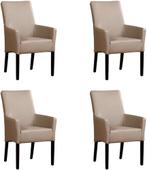 Set van 4 Taupe leren landelijke eetkamerstoelen - Toledo, Huis en Inrichting, Stoelen, Overige kleuren, Nieuw, Leer, Ophalen of Verzenden