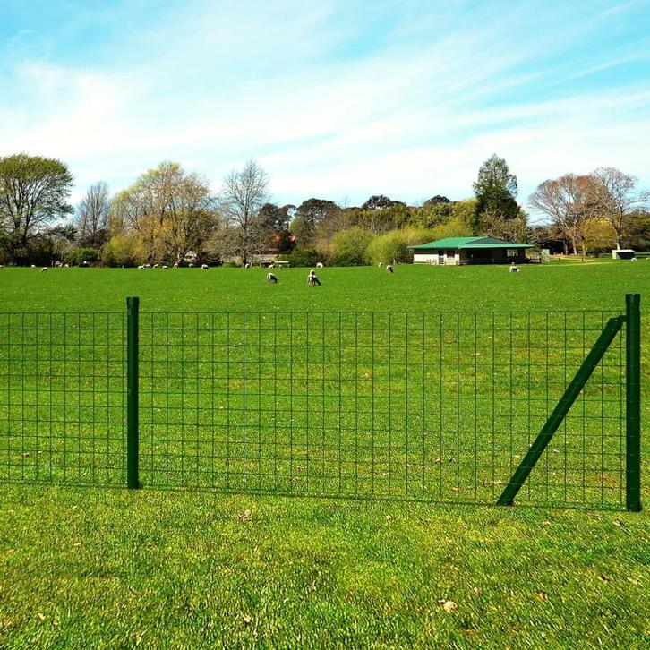 vidaXL Eurohek 10x1,5 m staal groen, Tuin en Terras, Tuinhekken en Hekwerk, Nieuw, Verzenden