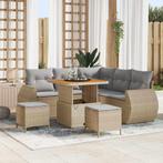 vidaXL Tuinbank Set 8 pcs Beige poly rattan, Tuin en Terras, Tuinsets en Loungesets, Verzenden, Nieuw