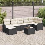 vidaXL Tuinbank Set met kussen met opslag 8 pcs Zwart Poly, Tuin en Terras, Verzenden, Nieuw