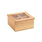Mini heveahout theedoos met deksel | 200x160x90(h)mm, Verzenden, Nieuw in verpakking