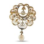 Broche - 18 karaat Geel goud, Platina, Antiek platina en 18K