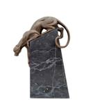 sculptuur, Bronzen panther - 35 cm - Brons, Marmer