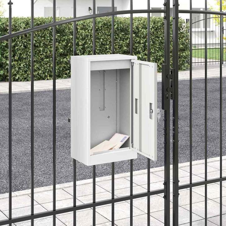 vidaXL Brievenbus met opslag met de deur Wit 30 x 20 x 55 cm, Tuin en Terras, Brievenbussen, Nieuw, Verzenden