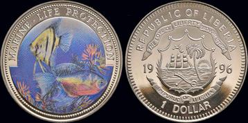 Liberia 1 dollar 1996- Marine-life protection koper-nikkel beschikbaar voor biedingen