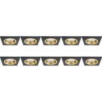 Spot Armatuur 10 Pack - GU10 Inbouwspot - Zwart/Goud Alumini, Verzenden, Nieuw