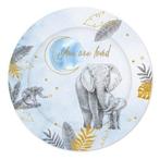 Geboorte Borden Blauw Safari 18cm 8st, Verzenden, Nieuw