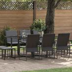 vidaXL Tuin Eettafel Set 11 pcs Zwart Staal, Tuin en Terras, Verzenden, Nieuw