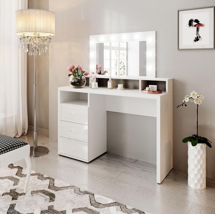 Kaptafel - Wit - 120x40x76 - Met spiegel - make-up tafel, Huis en Inrichting, Woonaccessoires | Spiegels, Nieuw, Minder dan 50 cm