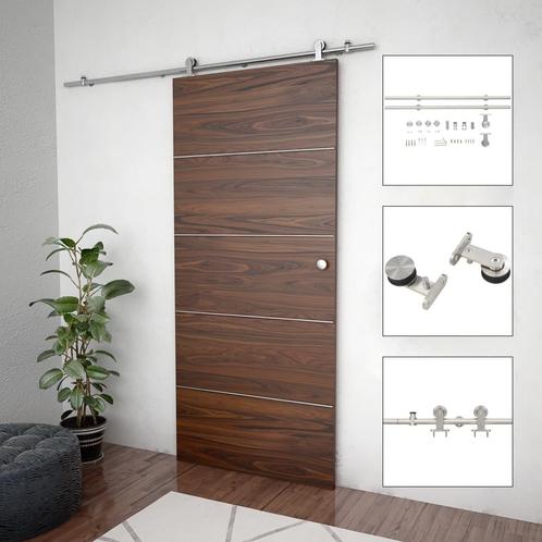 vidaXL Schuifdeur onderdelenset 183 cm roestvrij staal, Doe-het-zelf en Bouw, Hang- en Sluitwerk, Nieuw, Verzenden