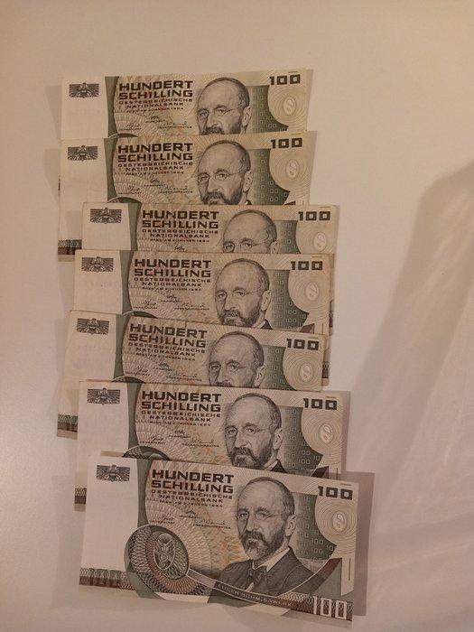Oostenrijk. - 7 x 100 Schilling - 1984 - Pick 150 (Zonder, Postzegels en Munten, Bankbiljetten | Europa | Niet-Eurobiljetten