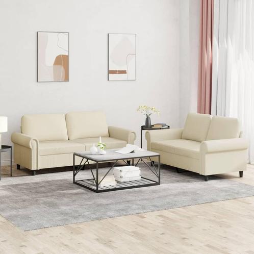 vidaXL 2-delige Loungeset met kussens kunstleer crème, Huis en Inrichting, Zetels | Zetels, Nieuw, Verzenden
