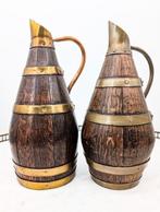 2 anciens Pichets à cidre/vin en bois et laiton - Kruik (2)