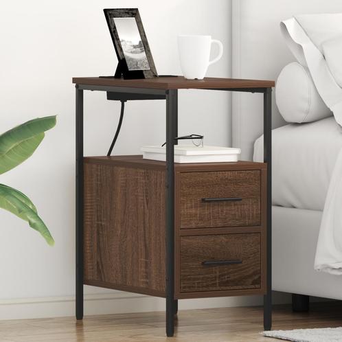 vidaXL Bedcabinet 2 pcs bruin eikenkleur 30 x 48 x 61 cm, Huis en Inrichting, Slaapkamer | Nachtkastjes, Nieuw, Verzenden