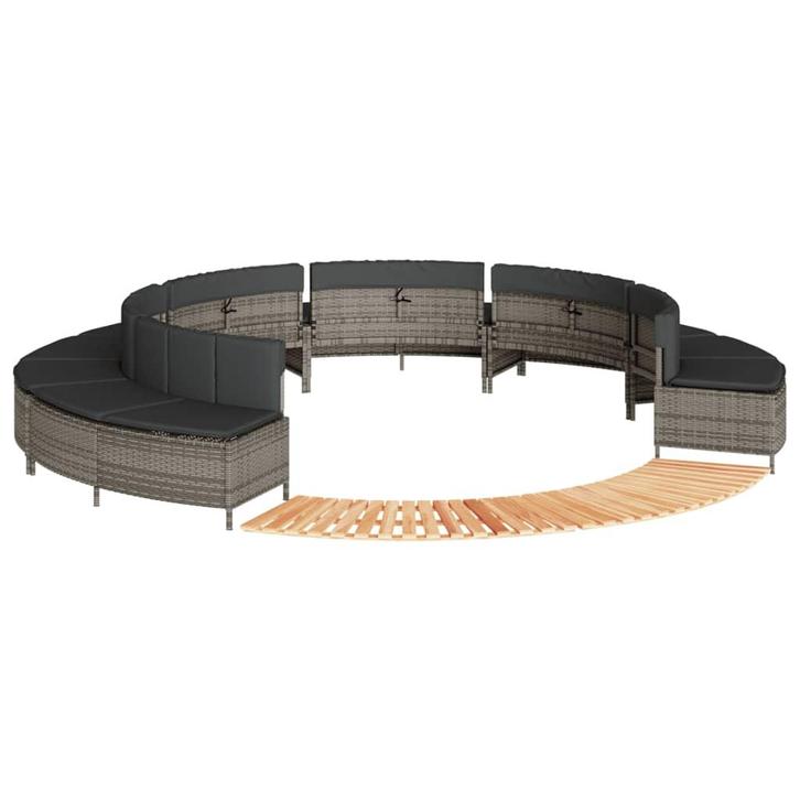 vidaXL Hottub-ombouw poly rattan massief acaciahout grijs, Jardin & Terrasse, Piscines, Envoi