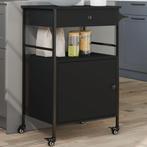 vidaXL Keukentrolley 56x43x89,5 cm bewerkt hout zwart, Huis en Inrichting, Verzenden, Nieuw