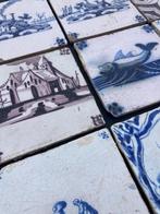 Tegel - Antieke tegels met een grote vis, kasteel, drie