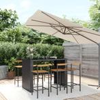 vidaXL Ensemble de bar jardin 7 pcs noir poly rotin/bois, Verzenden, Neuf