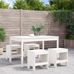 vidaXL 5-delige Tuinset massief grenenhout wit, Tuin en Terras, Tuinsets en Loungesets, Verzenden, Nieuw, Tuinset