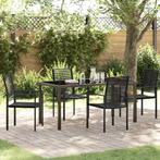vidaXL 5-delige Tuin Eetset - Zwart PVC Riet, Tuin en Terras, Verzenden, Nieuw