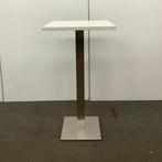 Sta-tafel op metalen poot, Hoogte 113 cm, Wit - RVS