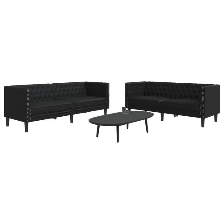 vidaXL 2-delige Loungeset Chesterfield-stijl kunstleer zwart, Maison & Meubles, Canapés | Salons, Envoi
