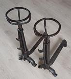 Chenet (2) - Fer forgé - Ensemble dandirons anciens, Antiquités & Art