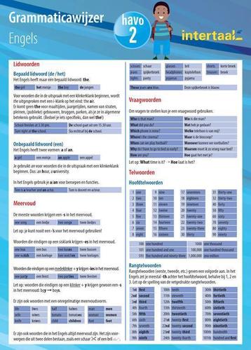 Grammaticawijzer Engels HAVO 2 uitklapkaart 9789460308833, Verzenden, Intertaal