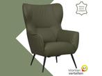 Leren fauteuil Flair - Toledo Olive (olijf/goen), Eigentijds, Modern, Retro, Romantisch, Nieuw, Ophalen of Verzenden, 75 tot 100 cm