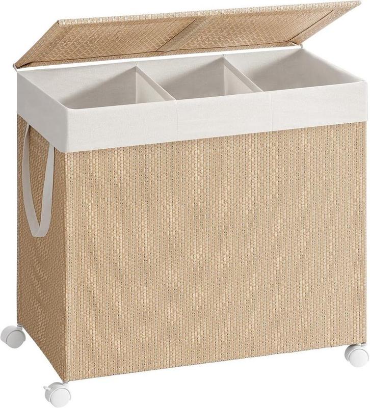 Wasmand - 140L – 3 vakken - met wieltjes en deksel - met, Huis en Inrichting, Badkamer | Badkamermeubels, Verzenden