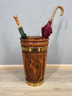 Paraplustandaard/rek - Hout, Koper - Uitgesneden paraplubak