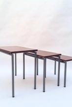 Set bijzettafels - Teak, Metaal - Drie bijzettafeltjes